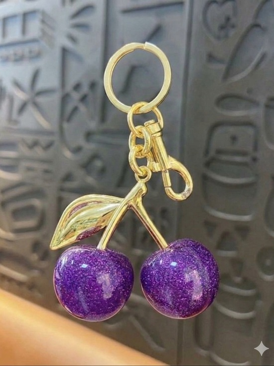 Accessories - Purple & Gold Cherry Bag Charm